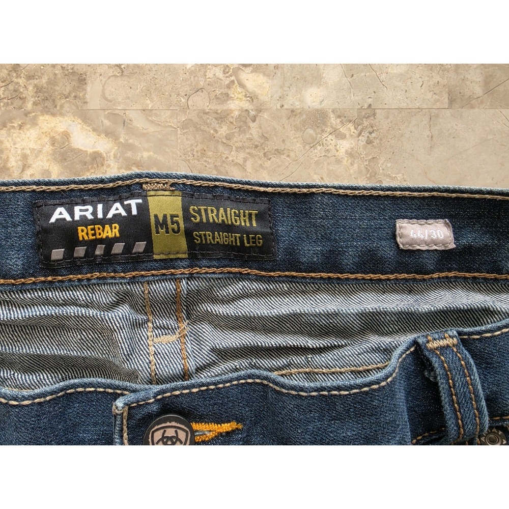 Ariat Rebar M5 Jeansβ Straight Leg Outdoor Cowboy Workwear Blue Denim Mens 44/30 - Picture 2 of 16